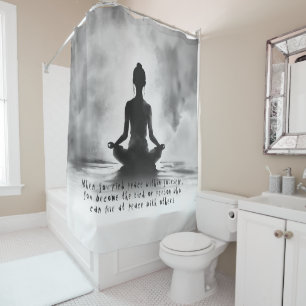 Yoga Meditation Instructor Lotus Pose Ink Painting Shower Curtain