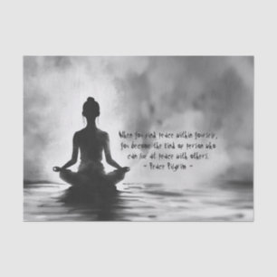 Yoga Meditation Instructor Lotus Pose Ink Painting Tissue Paper