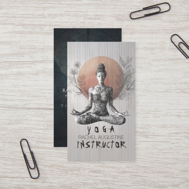 Yoga Meditation Instructor Lotus Pose Reiki Master Business Card (Front/Back In Situ)