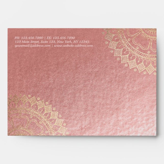 Yoga Meditation Instructor Pink Gold Foil Mandala Envelope (Front)