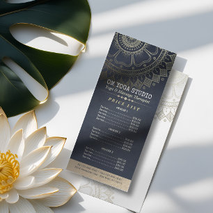 YOGA Meditation Instructor Price List Gold Mandala Rack Card