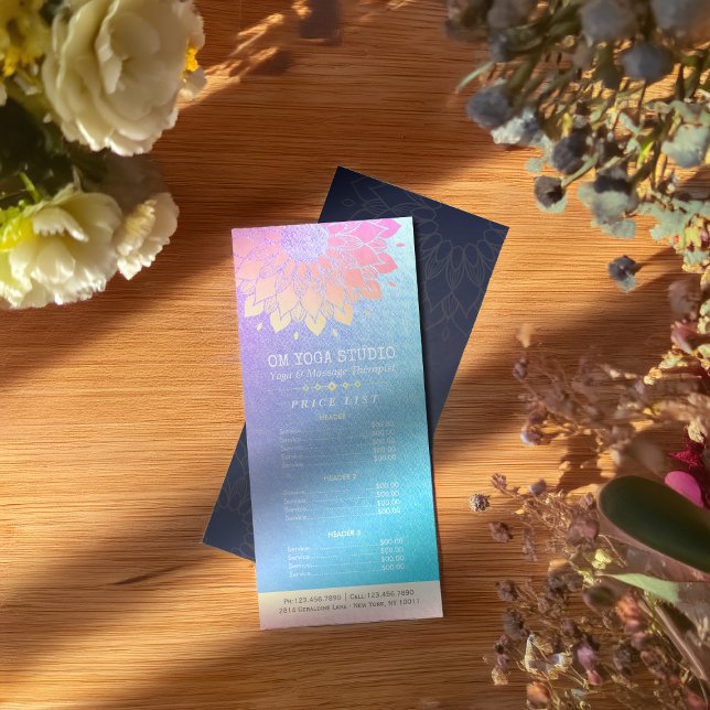 YOGA Meditation Instructor Price List Gold Mandala Rack Card (Creator Uploaded)