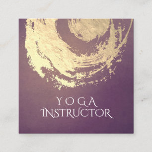 Yoga Meditation Instructor Purple Gold ZEN Symbol Square Business Card