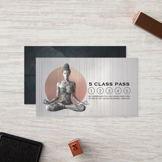 Yoga Meditation Instructor Reiki Master Class Pass Loyalty Card (Front/Back In Situ)
