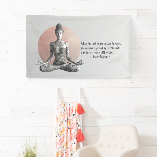 Yoga Meditation Instructor Reiki Master Lotus Pose Banner (Insitu)