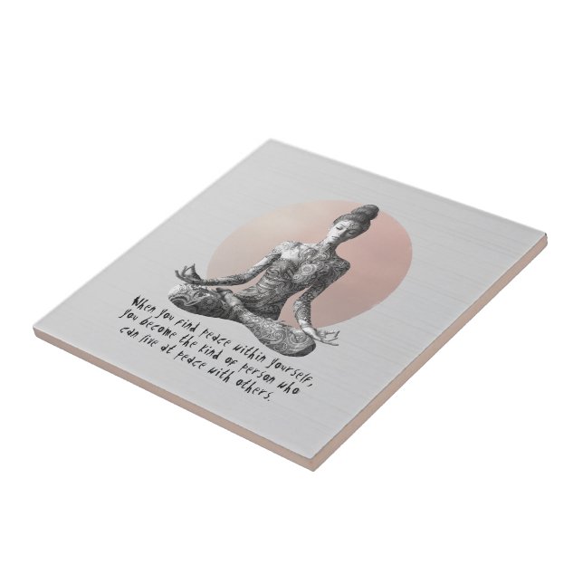 Yoga Meditation Instructor Reiki Master Lotus Pose Ceramic Tile (Side)