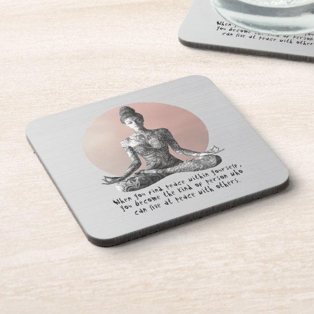 Yoga Meditation Instructor Reiki Master Lotus Pose Coaster (Left Side)