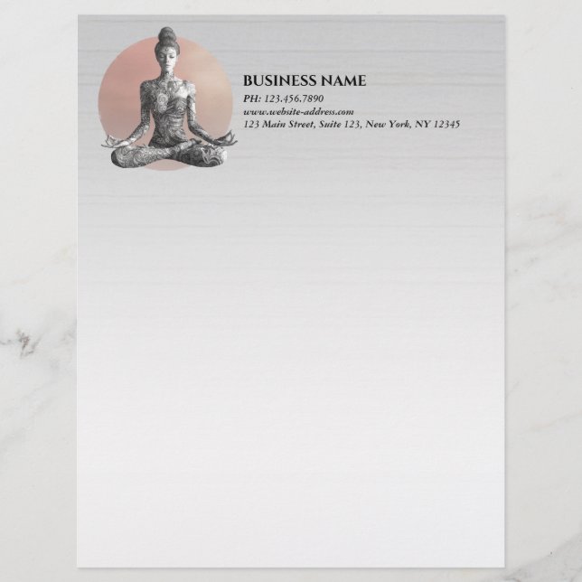 Yoga Meditation Instructor Reiki Master Lotus Pose Custom Letterhead (Front)