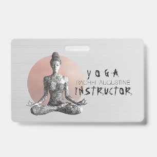 Yoga Meditation Instructor Reiki Master Lotus Pose ID Badge