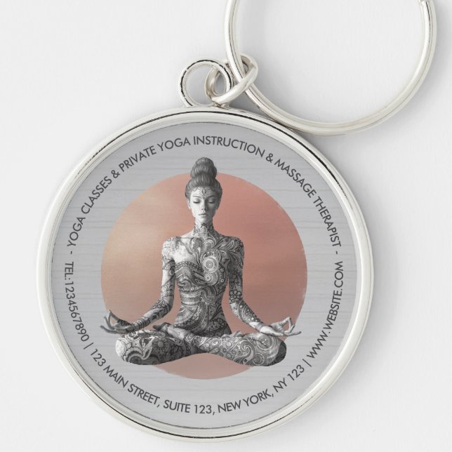 Yoga Meditation Instructor Reiki Master Lotus Pose Key Ring (Front)