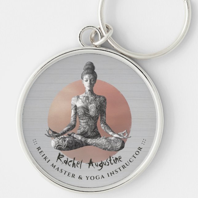 Yoga Meditation Instructor Reiki Master Lotus Pose Key Ring (Front)