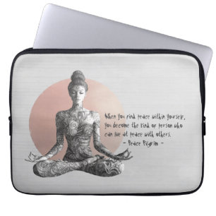 Yoga Meditation Instructor Reiki Master Lotus Pose Laptop Sleeve
