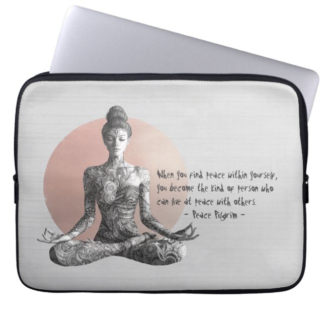 Yoga Meditation Instructor Reiki Master Lotus Pose Laptop Sleeve (Front)