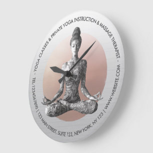 Yoga Meditation Instructor Reiki Master Lotus Pose Large Clock