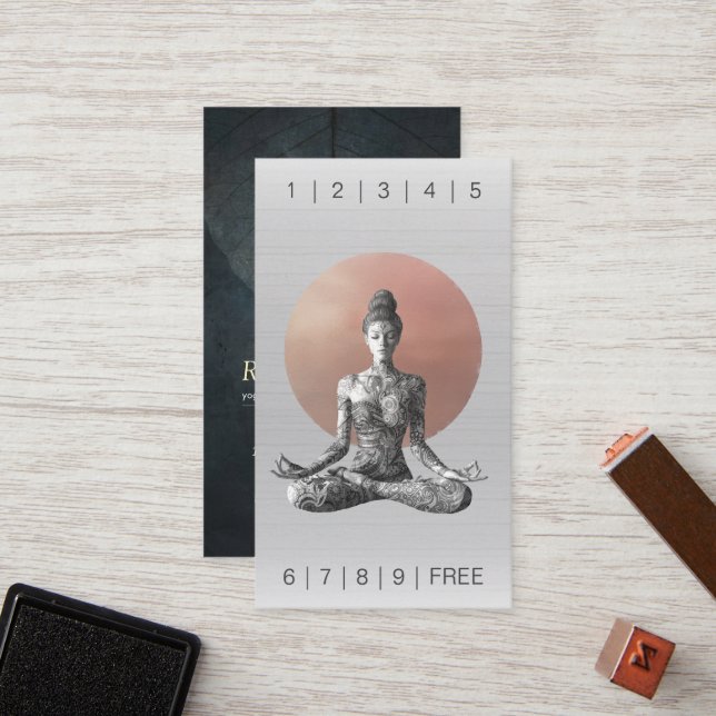 Yoga Meditation Instructor Reiki Master Lotus Pose Loyalty Card (Front/Back In Situ)