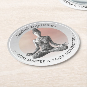 Yoga Meditation Instructor Reiki Master Lotus Pose Round Paper Coaster