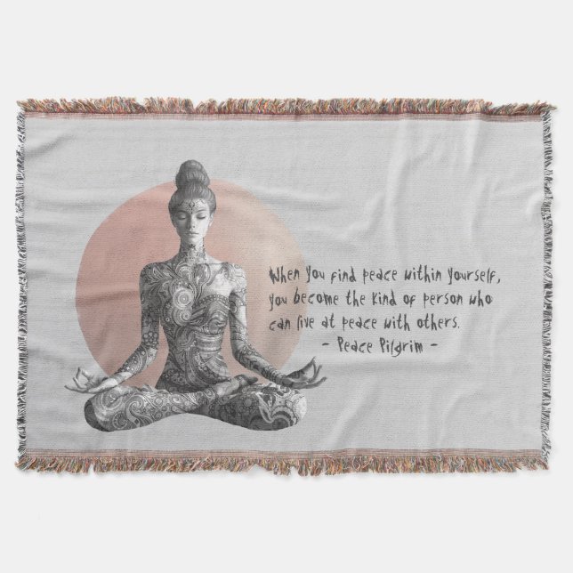 Yoga Meditation Instructor Reiki Master Lotus Pose Throw Blanket (Front)