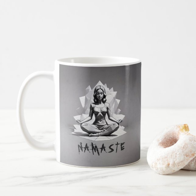 Yoga Meditation Instructor Reiki Master Low Poly Coffee Mug (With Donut)