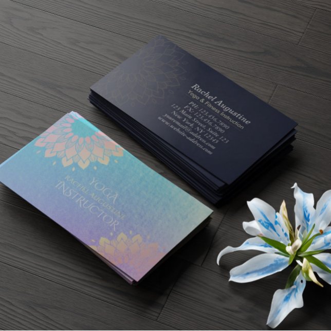 Yoga Meditation Instructor Rose Gold Foil Mandala Business Card (Creator Uploaded)