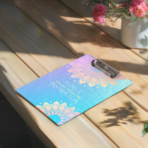Yoga Meditation Instructor Rose Gold Foil Mandala Clipboard