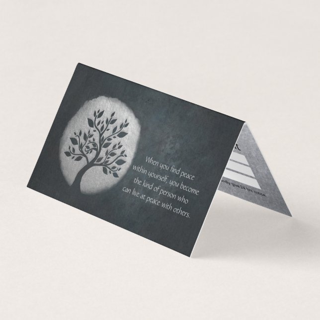 Yoga Meditation Instructor Silver Tree Price List Business Card (Front)