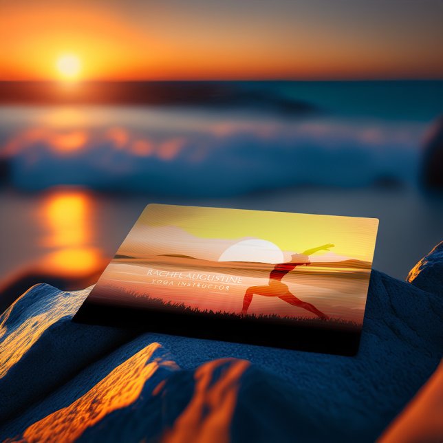 Yoga Meditation Instructor Sunset Half Moon Pose Business Card (Creator Uploaded)