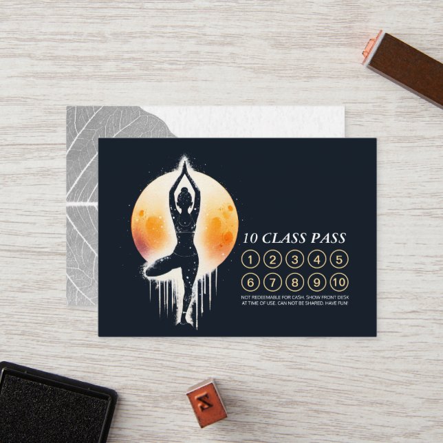 Yoga Meditation Instructor Tree Pose 10 Class Pass Loyalty Card (Front/Back In Situ)