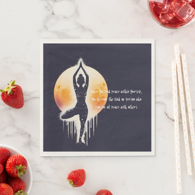 Yoga Meditation Instructor Tree Pose Full Moon Napkin (Insitu)