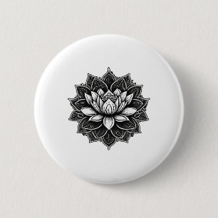 Yoga Meditation Lotus Flower On Mandala Lotus Flow 6 Cm Round Badge