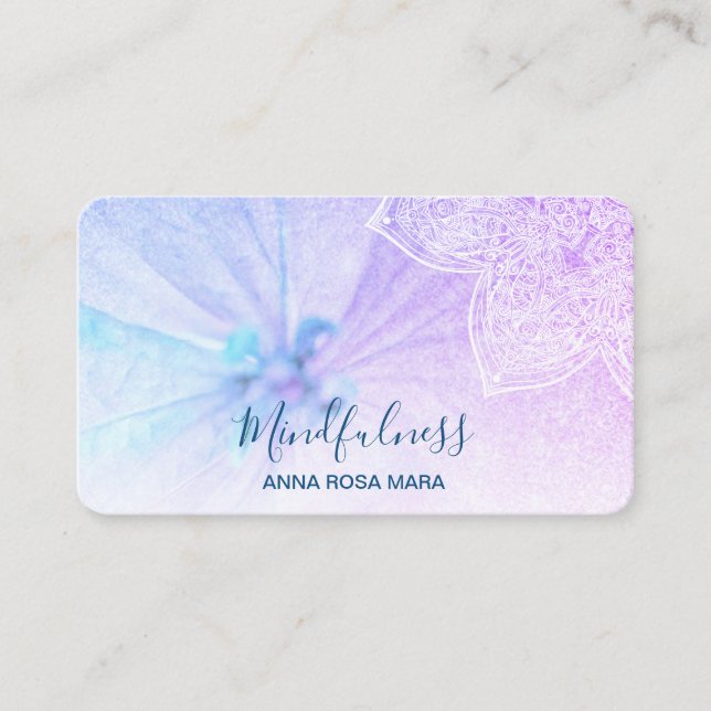 *~* Yoga Meditation Mandala Reiki Floral Glitter Business Card (Front)