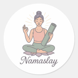 Yoga Meditation Mindfulness Lotus Calm Energy Nama Classic Round Sticker