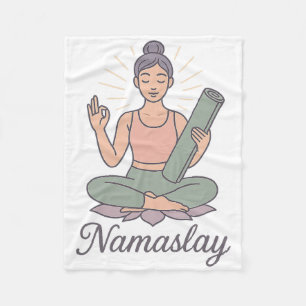 Yoga Meditation Mindfulness Lotus Calm Energy Nama Fleece Blanket