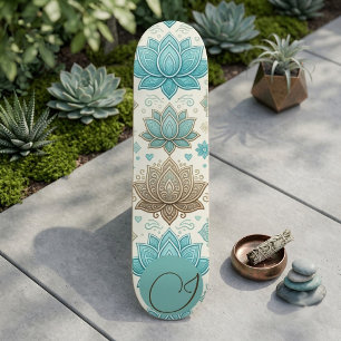 Yoga Meditation Mindfulness Sacred Lotus Monogram Skateboard
