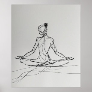 Yoga Meditation minimalist line art Poster