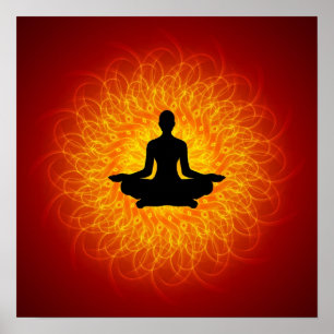 Yoga - Meditation On Mandala Poster