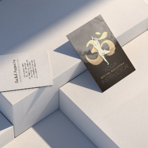 Yoga Meditation Pose OM Symbol Modern Black & Gold Business Card