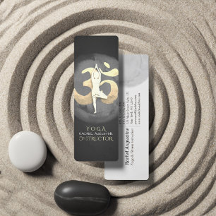 Yoga Meditation Pose OM Symbol Modern Black & Gold Mini Business Card