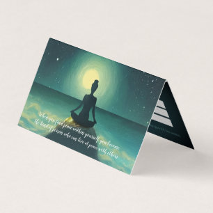 Yoga Meditation Pose on Rock Moon Stars Price List Business Card