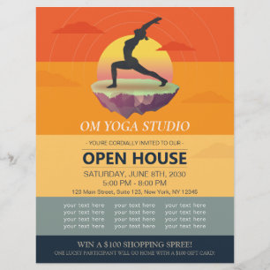 Yoga Meditation Pose Sun Flying Island Open House Flyer