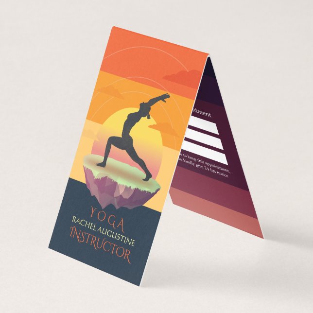 Yoga Meditation Pose Sun Flying Island Price List Business Card (Front)