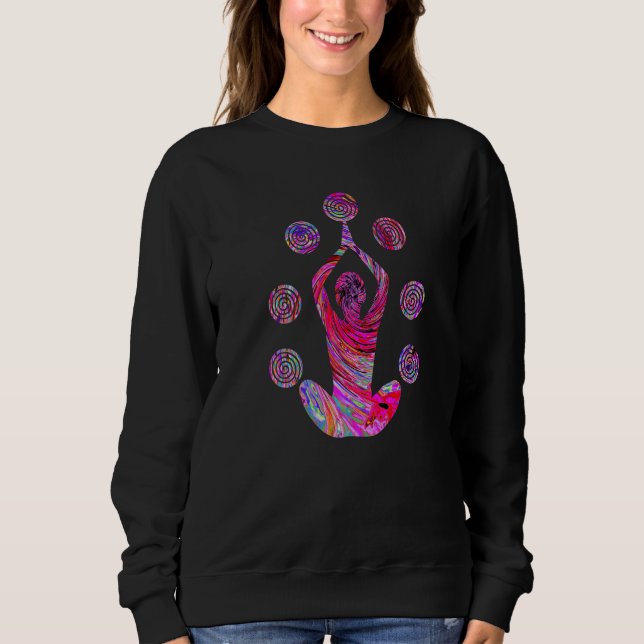 Yoga Meditation Pose with Spirals in Red and Pink  Sweatshirt (Front)