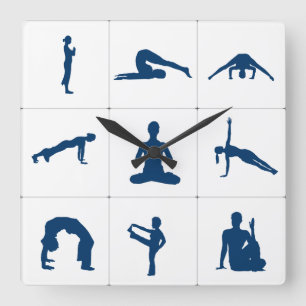 Yoga Meditation Positions Square Wall Clock