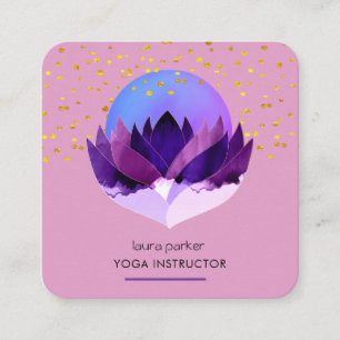 Yoga Meditation Purple Lotus Flower Massage  Square Business Card