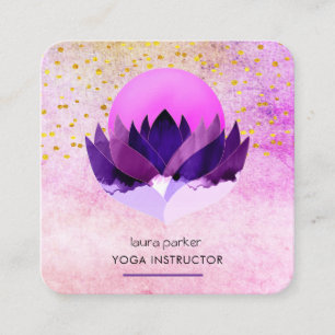 Yoga Meditation Purple Lotus Flower Massage  Square Business Card