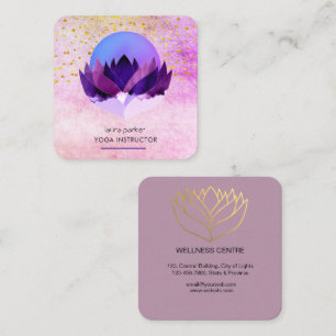 Yoga Meditation Purple Lotus Flower Massage  Square Business Card