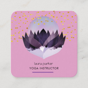Yoga Meditation Purple Lotus Flower Massage Square Business Card