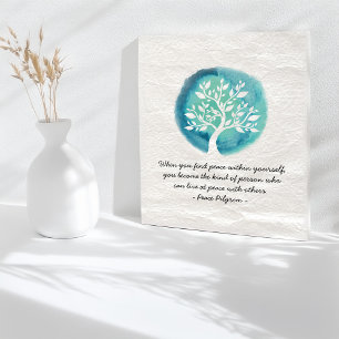 YOGA Meditation Quotes Elegant Watercolor Tree Poster