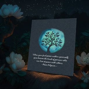 YOGA Meditation Quotes Elegant Watercolor Tree Poster