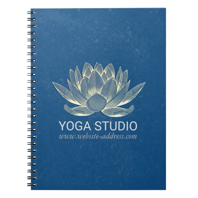 YOGA Meditation Reiki Instructor Blue & Gold Lotus Notebook (Front)