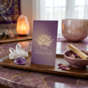 YOGA Meditation Reiki Instructor Purple Gold Lotus Business Card